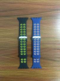 Apple watch3双色硅胶表带,双排扣,内置连接器,东莞硅胶表带工厂