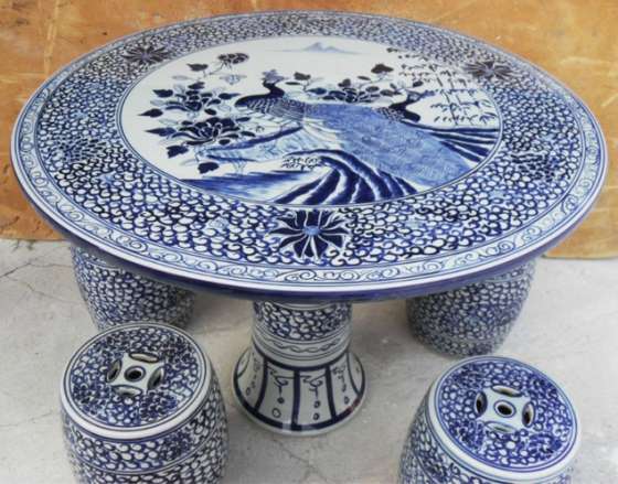 景德镇1m手工青花陶瓷瓷桌，陶瓷桌子，永不褪色的瓷器桌子
