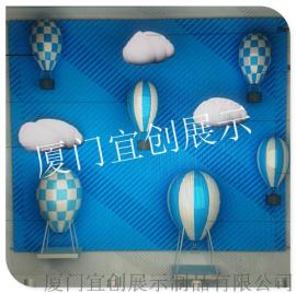 七夕橱窗道具 商场热气球玻璃钢道具展示 气球道具制作